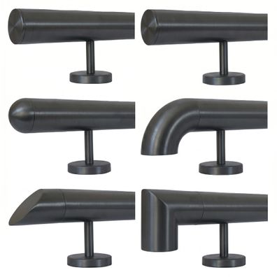 Handlauf Edelstahl Ø 42,4mm Anthrazit pulverbeschichtet gerade Edelstahlhalter
