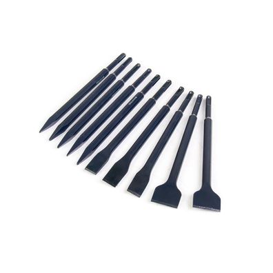 SDS Plus Meißelset 10?tlg - Spitzmeißel & Flachmeißel 250 mm - Profi Meißel Set