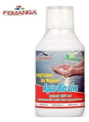Femanga Aqua Bio Live Süßwasser 250ml - beseitigt Wassertrübungen Aquarium