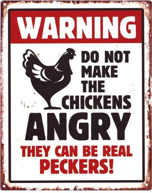 Moritz Deko Blechschild Warning Do not Make Chickens Angry 20 x25 Vintage-Design Schi