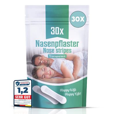 30x Nasenpflaster Schnarchenransparent Schnarchstopper Nasenstrips - 66x19mm