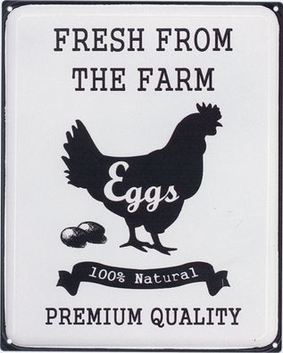 Moritz Blechschild Fresh Eggs from the farm 20 x 25 cm Retro Vintage Wand