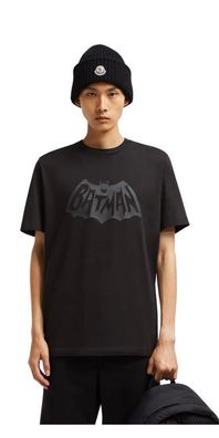 Moncler Batman Logo Cotton T Shirt Herren schwarz