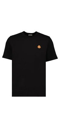 Moncler Leder Logo T Shirt Herren schwarz