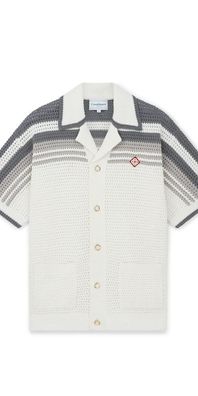 Casablanca Tennis Crochet Hemd Herren weiß grau