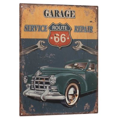 Moritz Retro Deko Blechschild Garage Route 66 Werkstatt Vintage-Design Metall Schild
