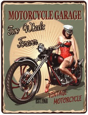 Moritz Deko Blechschild Motorrad Two Wheels Forever 25x33 Vintage Design Metall Schil
