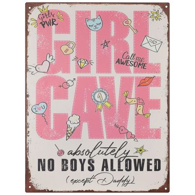 Moritz Blechschild 25 x 33 cm GIRL CAVE Absolutely No Boys Allowed Retro Vintage Wand