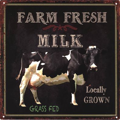 Moritz Retro Deko Blechschild Farm Fresh Milk Vintage-Design Metall Schild Geschenk