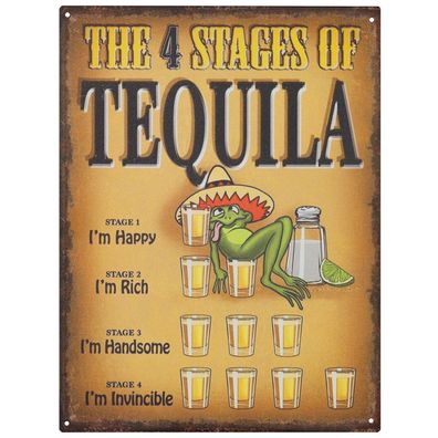 Moritz Blechschild 25 x 33 cm The 4 Stages Of Tequila Retro Vintage Tin sign Wand
