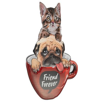Moritz Blechschild Friend forever Hund und Katze 38 x 55 Vintage Retro Nostalgie