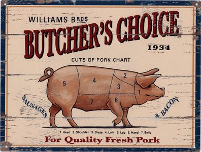 Moritz Blechschild Cuts of Pork Schwein 25 x 33 cm Retro Vintage Tin sign Wand