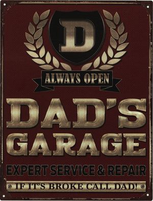 Moritz Blechschild If it´s broke call Dad 25 x 33 cm Retro Vintage Wand