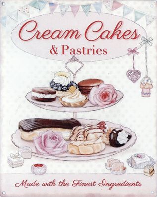 Moritz Blechschild Cream Cakes Kuchen 20 x 25 cm Retro Vintage Tin sign Wand