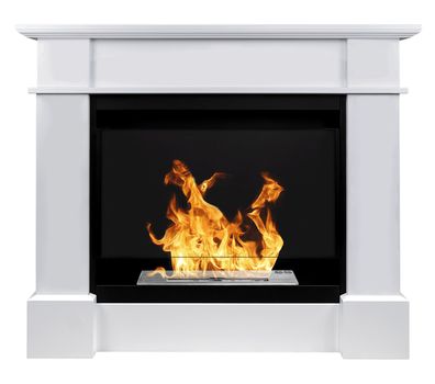 Bioethanol Kamin Portal weiß mit Glas - Standkamin Koloseum PULA 1,5L TÜV