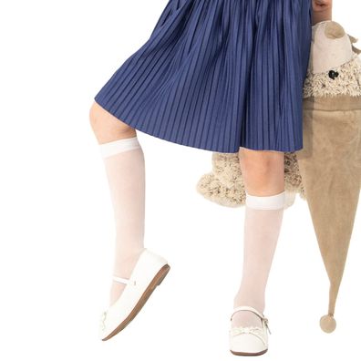 Gatta Antonella Kniestrümpfe für Kinder weiße, elegante, zarte Kommunion-3 Paar