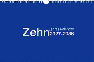 ADINA 2027 Zehnjahres-Kalender A4 blau Querformat mit Spiralbindung