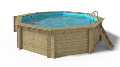 OKU Holzpool Emotion-fun rund 5,1 m x 1,2 m 800410 Pool Folie blau komplett