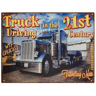 Moritz Blechschild 33 x 25 cm Truck Driving In The 21st Century Retro Vintage Tin si