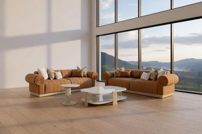 Modernes Wohnzimmer-Set 3-Sitzer-Sofas Couchtisch Beistelltisch hohe Qualität