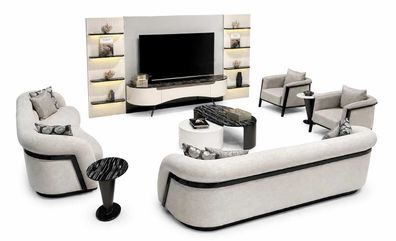 Komplettes Sofa 3 + 3 + 1 + 1 Sitzer Wohnzimmer Wohnwand Set Luxusmöbel