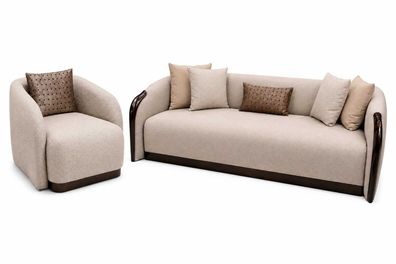 Sofa Set 3 + 1 Sitzer Wohnzimmer Stilvolles Polstermöbel Modernes Design