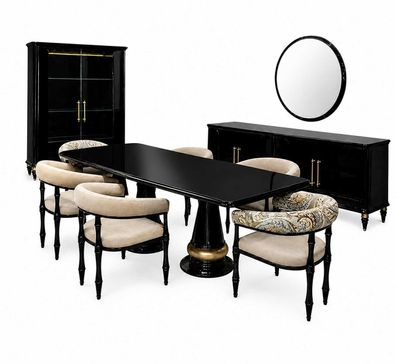 Esszimmer Esstisch Komplett 6x Stühle Holzmöbel Sideboard Luxuriöses Set