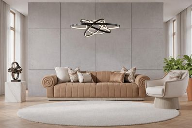 Stilvolles Wohnzimmer-Set braunes 3-Sitzer-Sofa Design-Sessel modern