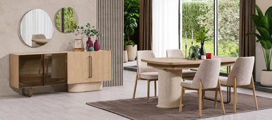 Elegantes Esszimmer Set mit Design Esstisch und 4 Polsterstühlen