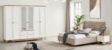 Elegantes Schlafzimmer-Set mit Bett, Kleiderschrank und 2 Nachttischen