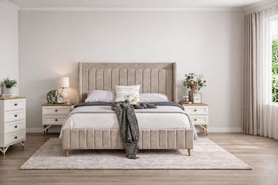 Elegantes Schlafzimmer-Set mit Bett, 2 Nachttischen und Kommode