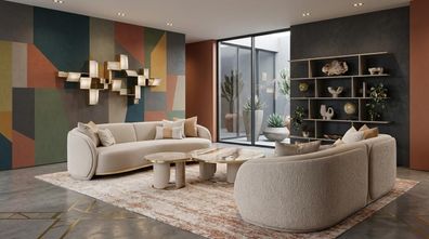 Stilvolles Wohnzimmer-Set 3-Sitzer-Sofa Couchtisch beige Wohnzimmermöbel