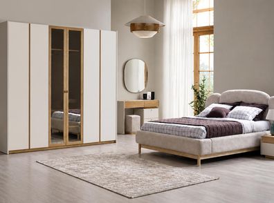 Modernes Möbelset: Bett, Kleiderschrank, Frisiertisch, 2 Nachttische