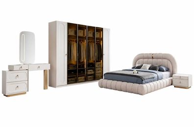 Design Bett+Nachttische Schlafzimmer Komplettes Kleiderschrank Set 6tlg