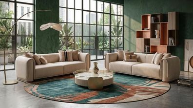 Beiges Wohnzimmermöbel-Set 3-Sitzer-Sofas Couchtisch moderne Möbel