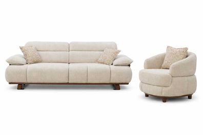 Wohnzimmer Sofagarnitur 3 + 1 Sitzer Luxuriöses Polstermöbel Set 2tlg