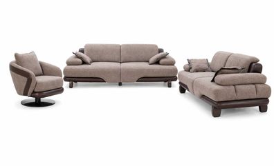 Sofagarnitur 3 + 3 + 1 Sitzer Elegante Wohnzimmer Set 3tlg Luxusmöbel Polstermöbel