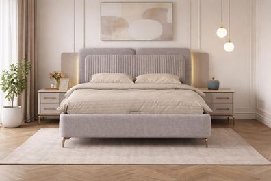 Modernes Bett-Set mit 2 Nachttischen im minimalistischen Design