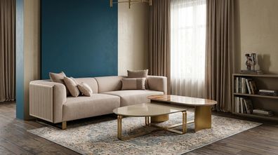 Luxuriöses Wohnzimmer Set: Designer 3-Sitzer Sofa und Couchtisch