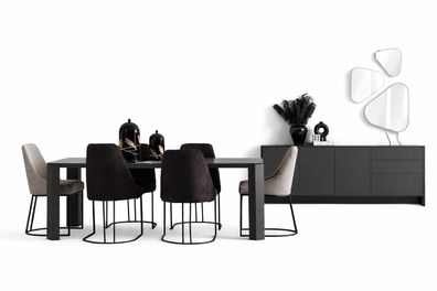 Moderner Esstisch mit 6x Stühle Luxusmöbel Esszimmer Sideboard Set