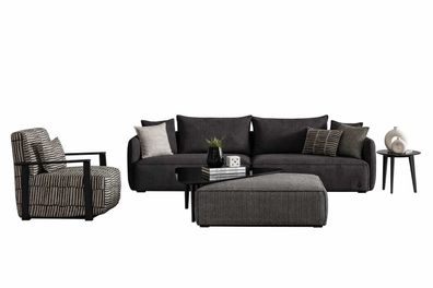 Sofa Set 4 + 1 Sitzer Moderner Wohnzimmer Couchtisch mit Beistelltisch