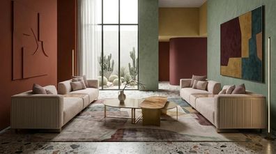 Luxuriöses großes Wohnzimmer-Set 3-Sitzer-Sofas Couchtisch modern