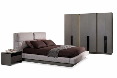 Moderner Bett+Nachttische Schlafzimmer Kleiderschrank Designer Set