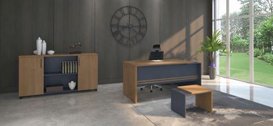 Modernes Büro Set Schreibtisch Konsole Couchtisch Holz Metall Design