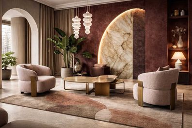 Stilvolles beiges Wohnzimmer-Set Sessel Couchtisch Wohnzimmermöbel