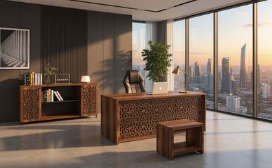 Stilvolles Büro Set mit Schreibtisch Konsole und Couchtisch