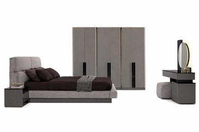 Designer Schlafzimmer Komplettes Bett+Nachttische Moderner Schrank Set 7tlg