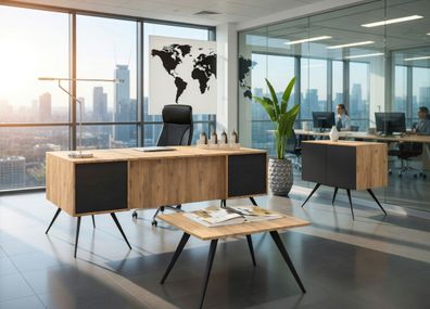 Elegantes Büro Set mit Schreibtisch Sideboard und Couchtisch