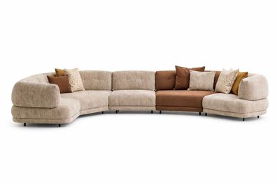 Designer Ecksofa U- Form Moderner Sofa Beige Polstermöbel