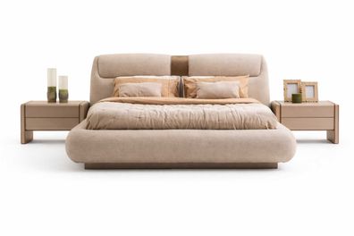 Luxuriöses Schlafzimmermöbel Set Bett Beige Schrank Komplettes Nachttische
